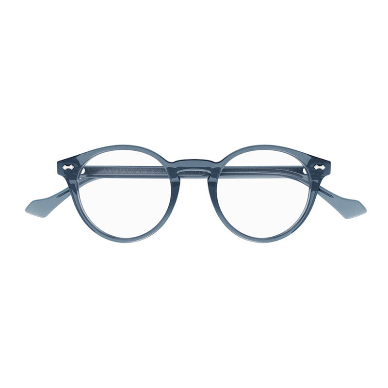 Gucci Eyeglasses Round Full Rim, Transparent Blue Frame and Clear Demo Lens Lens GG0738O008
