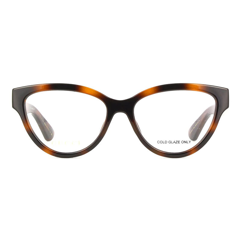 Gucci Eyeglasses Cat Eye Full Rim, Havana Frame and Clear Demo Lenses Lens GG1581O002