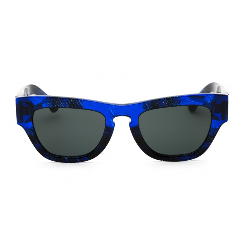 Burberry Sunglasses Rectangle Full Rim, Check Blue Frame and Dark Grey Lens BE4440U411487