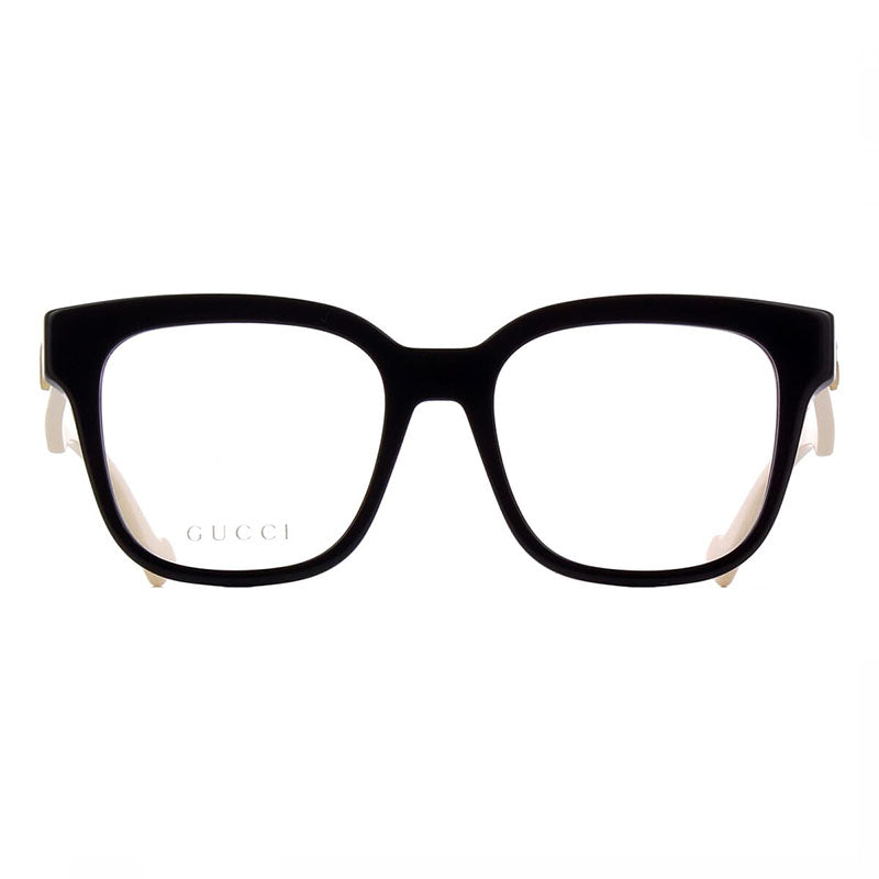 Gucci Eyeglasses Square Full Rim, Black/White Frame and Clear Demo Lenses Lens GG0958O005
