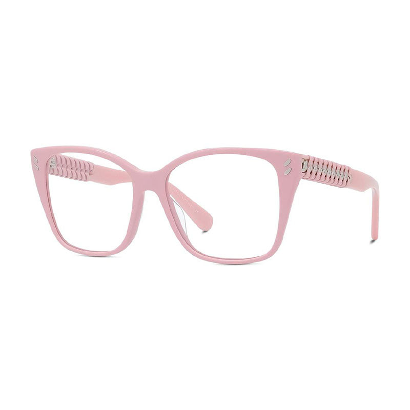 Stella McCartney Eyeglasses Square Full Rim, Shiny Pink Frame and Clear Demo Lens Lens SC50027I072