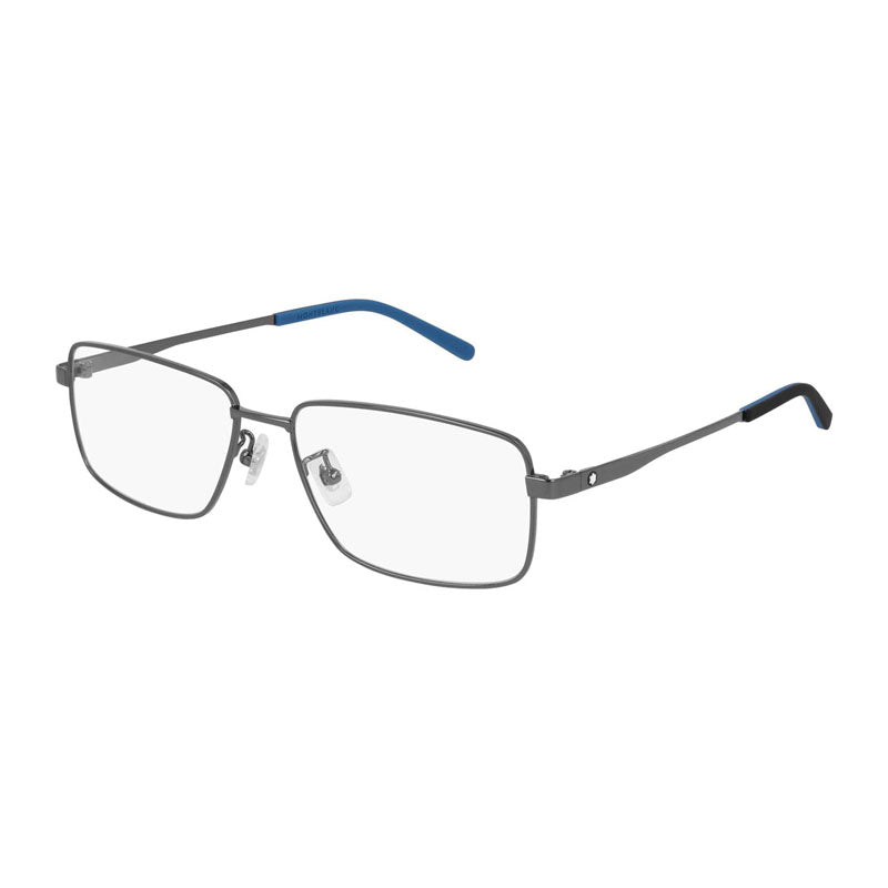 Montblanc Eyeglasses Rectangle Full Rim, Ruthenium Frame and Clear Demo Lens Lens MB0108O002