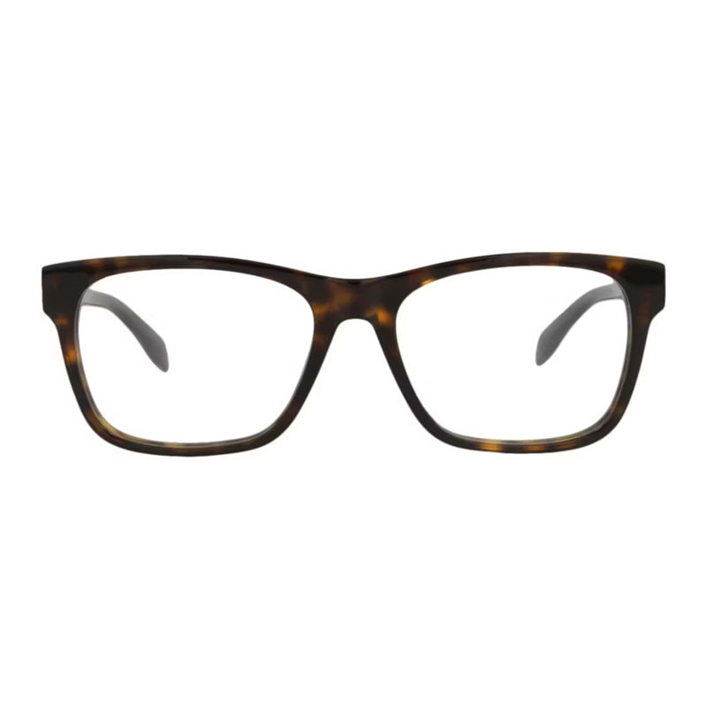 Alexander McQueen Eyeglasses Square Full Rim, Dark Havana Frame and Clear Demo Lens Lens AM0307O002