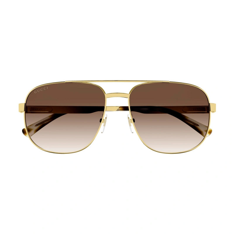 Gucci Sunglasses Rectangle Full Rim, Gold Frame and Brown Gradient Lens GG1223S003