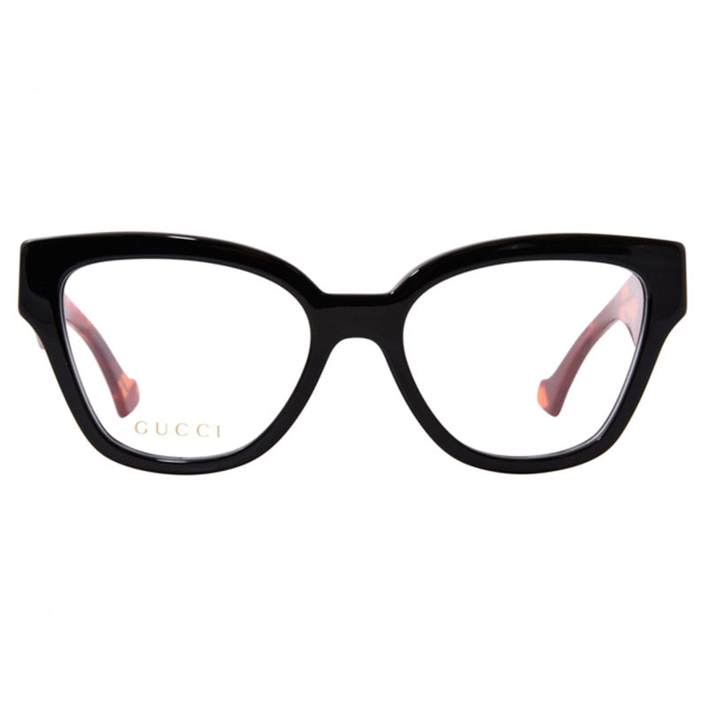 Gucci Eyeglasses Cat Eye Full Rim, Black Havana Frame and Clear Demo Lenses Lens GG1424O007