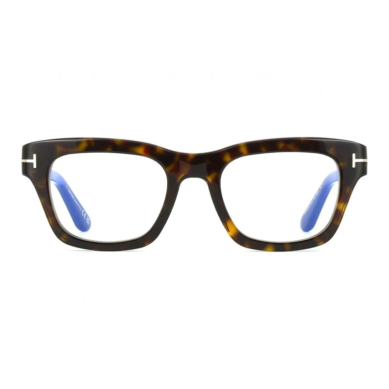 Tom Ford Eyeglasses Square Full Rim, Dark Havana Frame and Clear/Blue Light Block Lenses Lens FT6036-B052