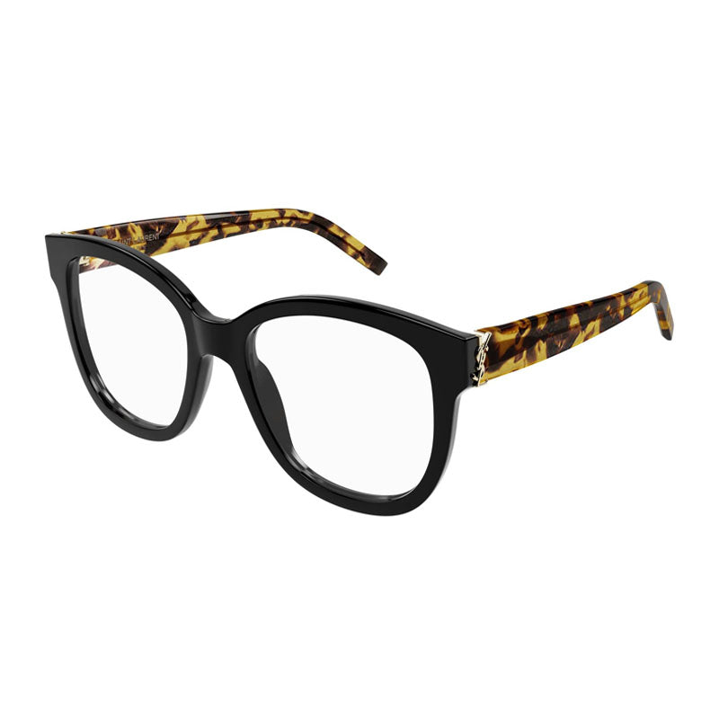 Saint Laurent Eyeglasses Square Full Rim, Black/Havana Frame and Clear Demo Lens Lens SLM97008