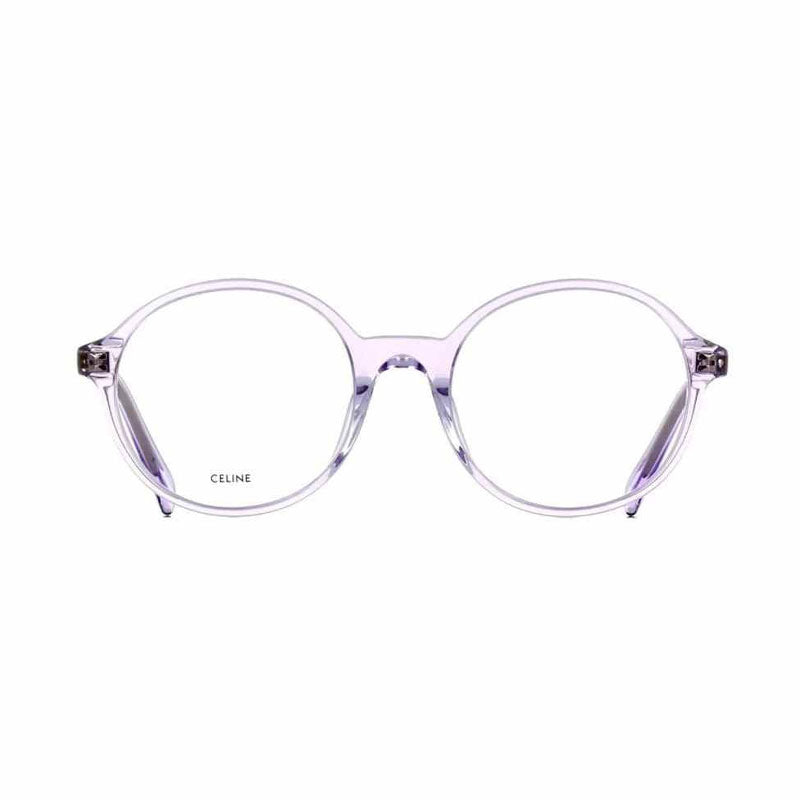 Celine Eyeglasses Round Full Rim, Transparent Lilac Frame and Clear Demo Lens Lens CL50092I078