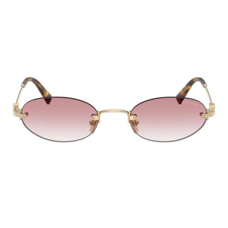 Miu Miu Sunglasses Oval Rimless, Pale Gold Frame and Clear Gradient Pink Lens MUA54SZVN70O