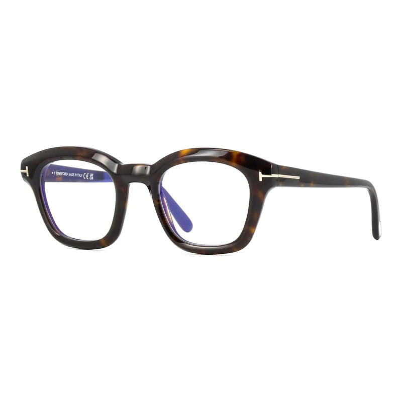 Tom Ford Eyeglasses Oval Full Rim, Dark Havana Frame and Clear Blue Light Block Lens FT5961-B052