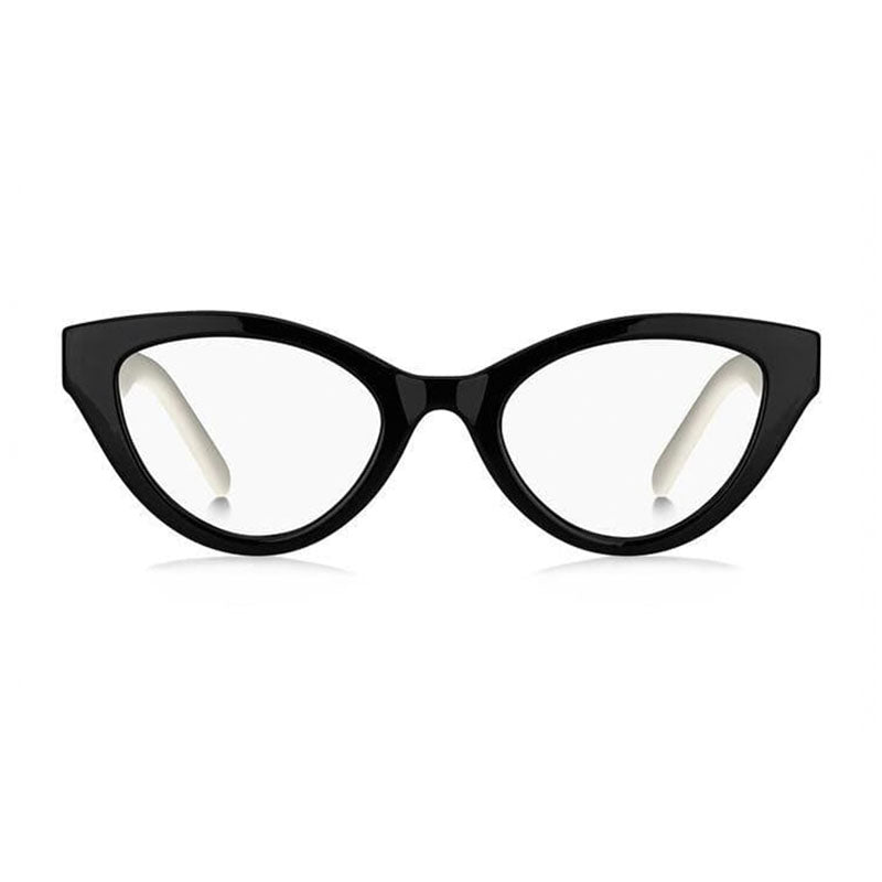 Marc Jacobs Eyeglasses Cat Eye Full Rim, Black/White Frame and Clear Demo Lenses Lens MARC651080S00