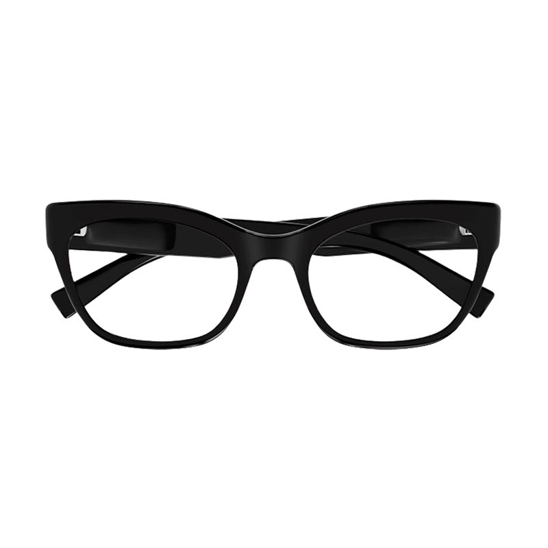 Saint Laurent Eyeglasses Cat Eye Full Rim, Shiny Black Frame and Clear Demo Lenses Lens SL643001