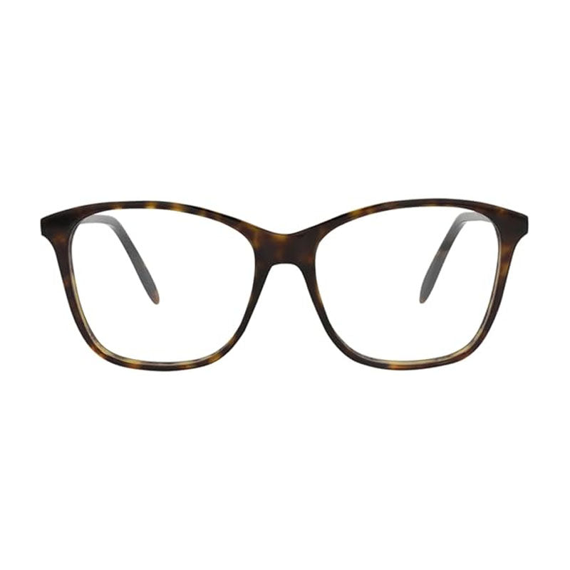 Alexander McQueen Eyeglasses Square Full Rim, Havana Frame and Clear Demo Lenses Lens AM0191O002