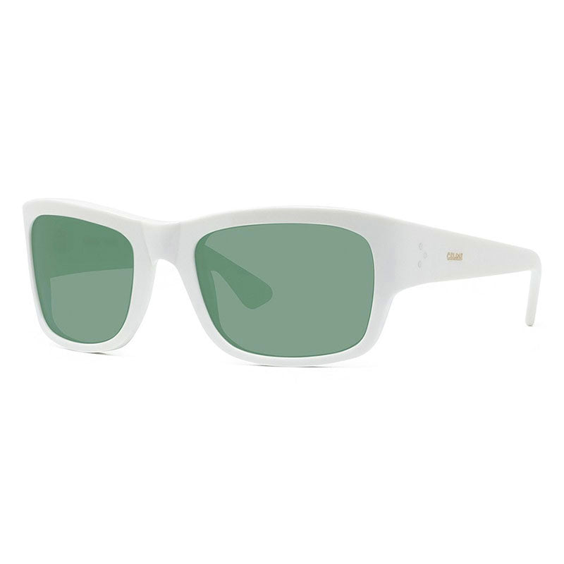 Celine Sunglasses Square Full Rim, Ivory Frame and Green Lens CL40079I25N