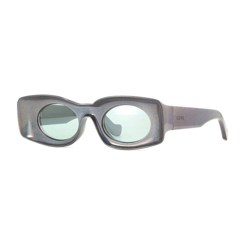 Loewe Sunglasses Rectangle Full Rim, Pearlescent Grey Frame and Grey Mirror Lens LW40033I05X