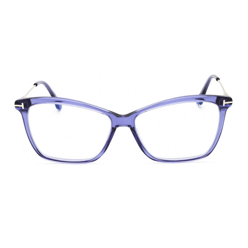 Tom Ford Eyeglasses Cat Eye Full Rim, Shiny Transparent Purple Frame and Clear Demo Lenses Lens FT5687-B081