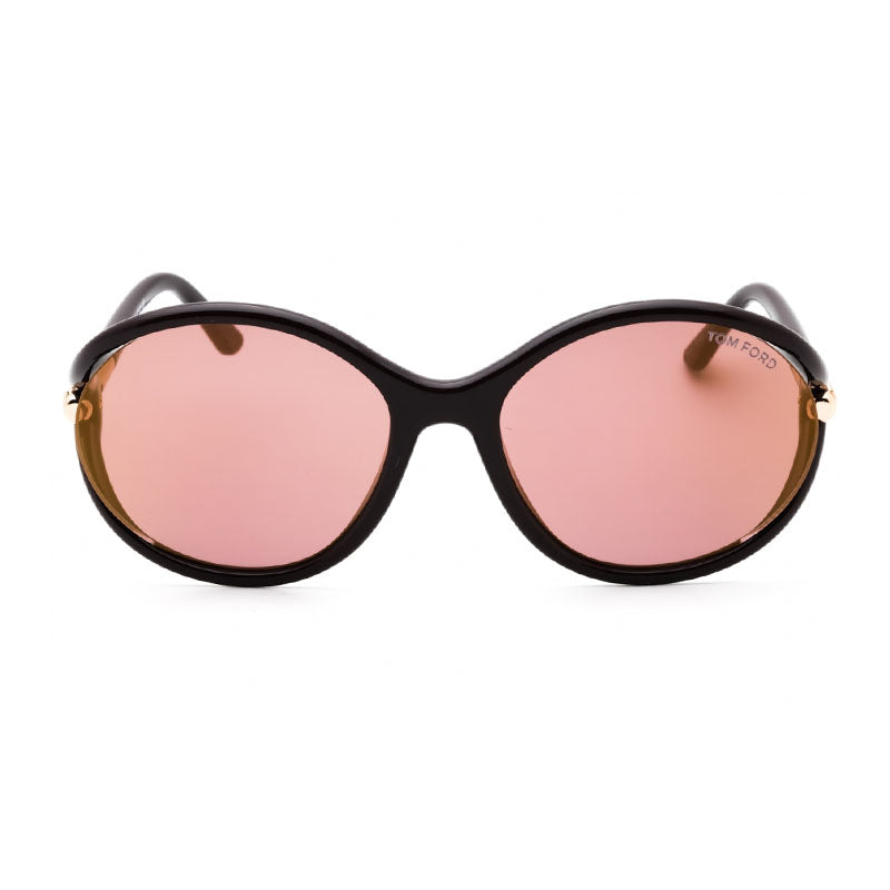 Tom Ford Sunglasses Geometric Semi Rim, Shiny Dark Brown Frame and Rose Brown Lens FT109048Z