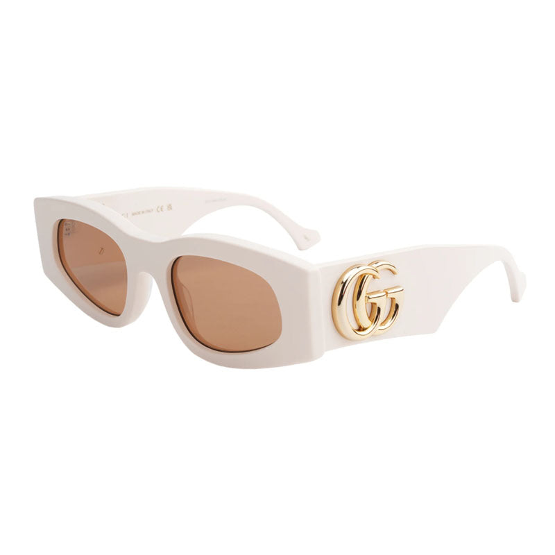 Gucci Sunglasses Square Full Rim, Beige Frame and Brown Lens GG1754S003
