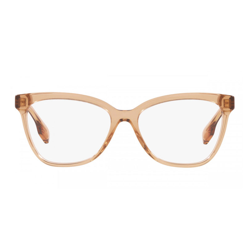 Burberry Eyeglasses Cat Eye Full Rim, Transparent Brown Frame and Clear Demo Lenses Lens BE23643779