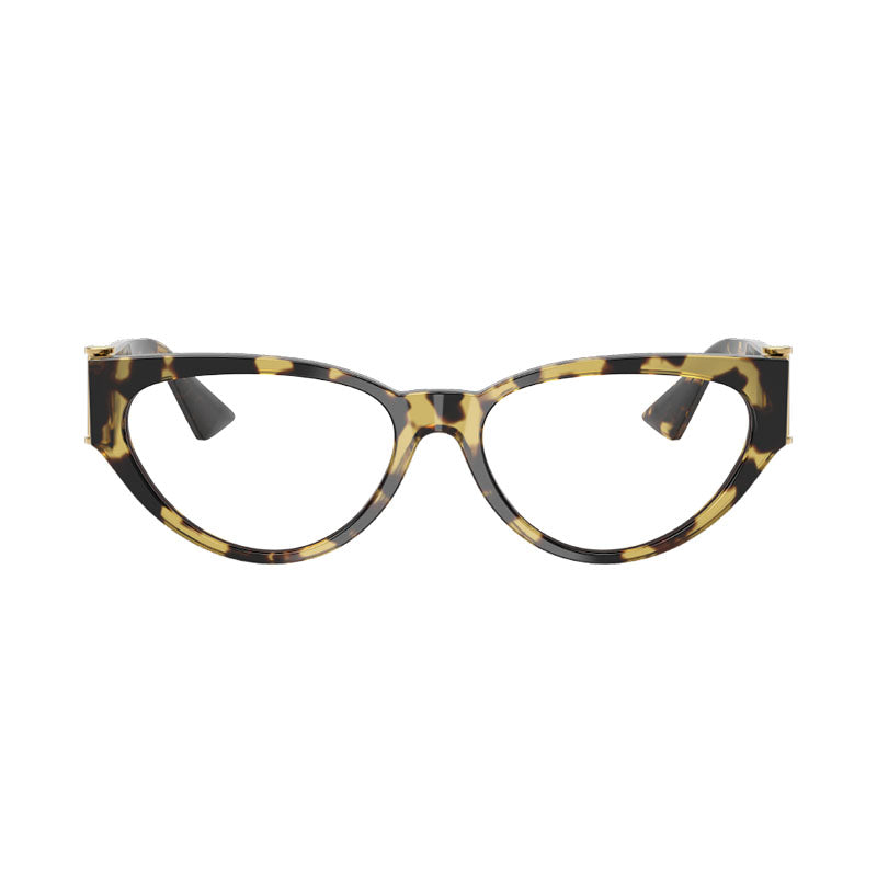 Versace Eyeglasses Cat Eye Full Rim, Yellow Havana Frame and Clear Demo Lenses Lens VE3366777