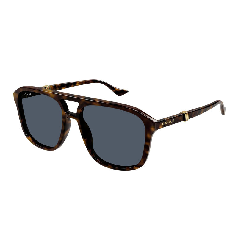 Gucci Sunglasses Aviator Full Rim, Dark Havana Frame and Blue Lens GG1494S002