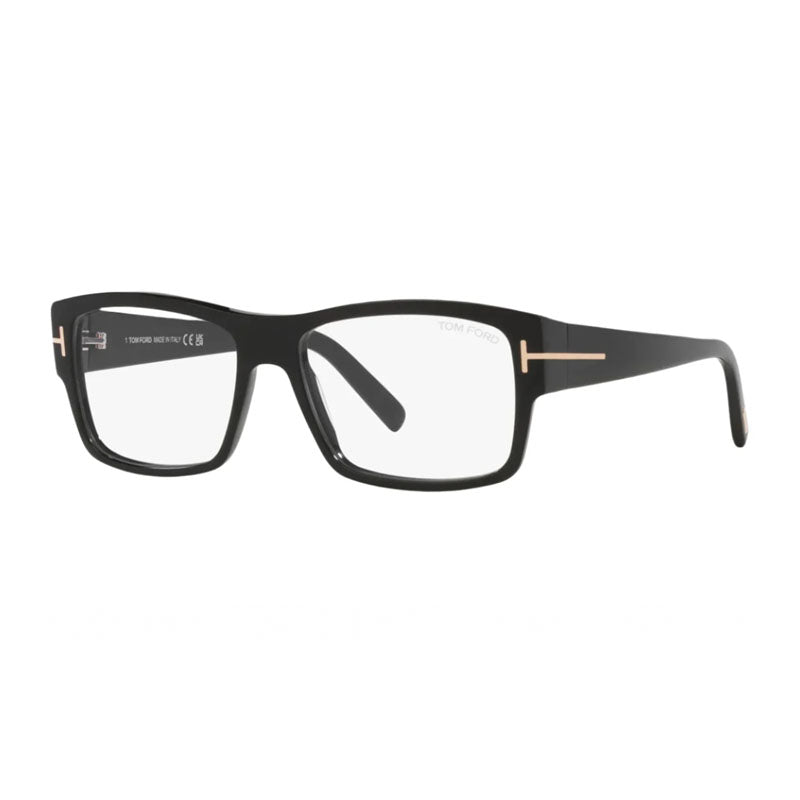 Tom Ford Eyeglasses Square Full Rim, Shiny Black Frame and Clear/Blue-Light Block Lenses Lens FT5941-B001