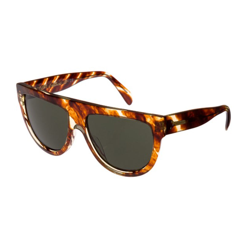 Celine Sunglasses Geometric Full Rim, Brown Frame and Green Lens CL40001I56N
