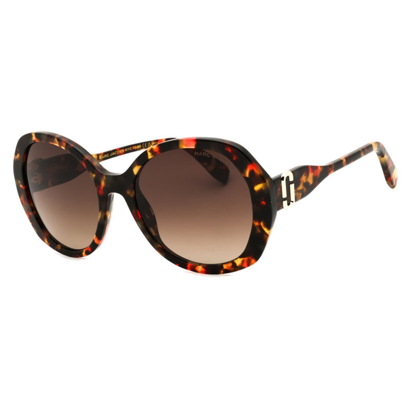 Marc Jacobs Sunglasses Oval Full Rim, Red Havana Frame and Brown Gradient Lens MARC763/S00UCHA