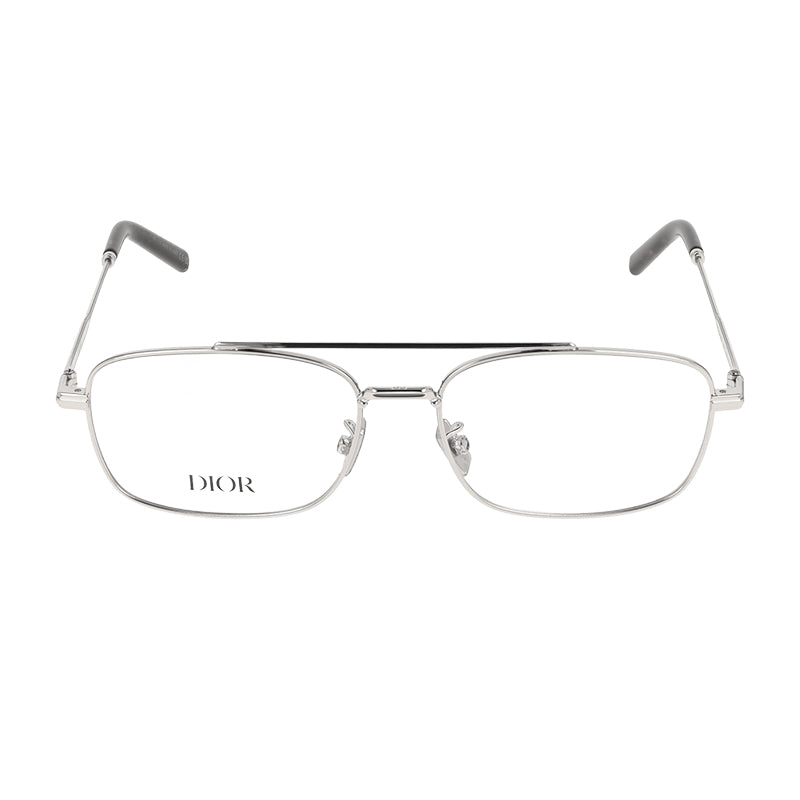 Dior Eyeglasses Rectangle Full Rim, Silver Frame and Clear Demo Lenses Lens DIORBLACKSUITON2UF000