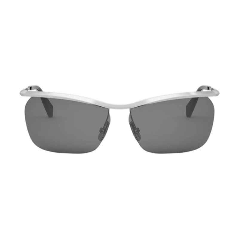 Celine Sunglasses Square Semi Rim, Silver Frame and Grey Lens CL40307U16A