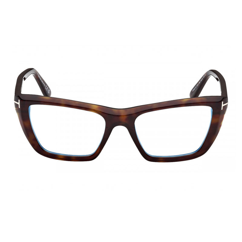 Tom Ford Eyeglasses Cat Eye Full Rim, Dark Havana Frame and Clear/Blue Light Block Lenses Lens FT6047-B052