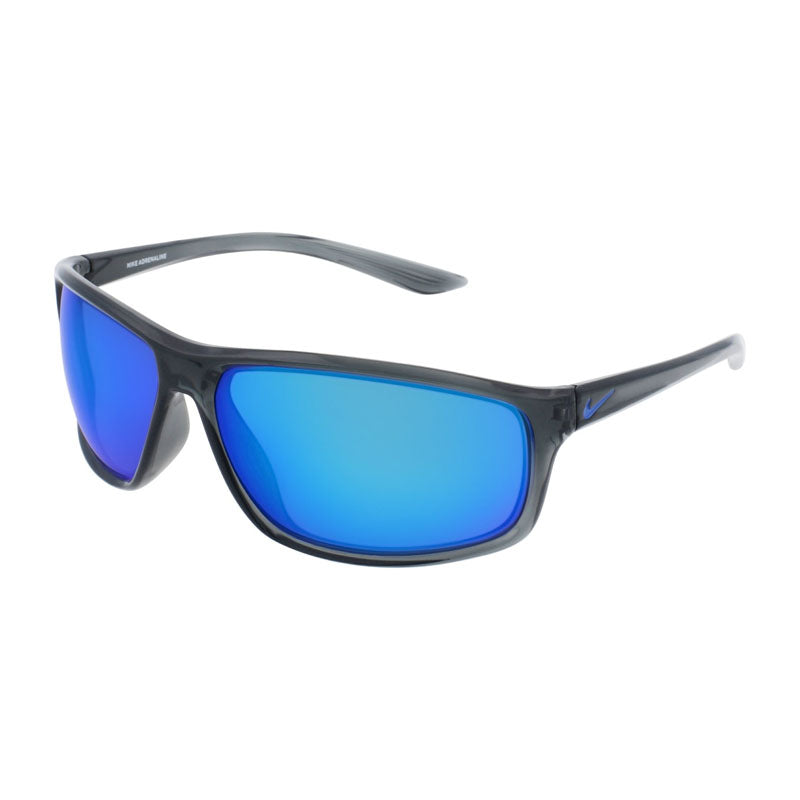 Nike Sunglasses Rectangle Full Rim, Dark Grey Frame and Blue Mirror Lens ADRENALINEMEV1113012