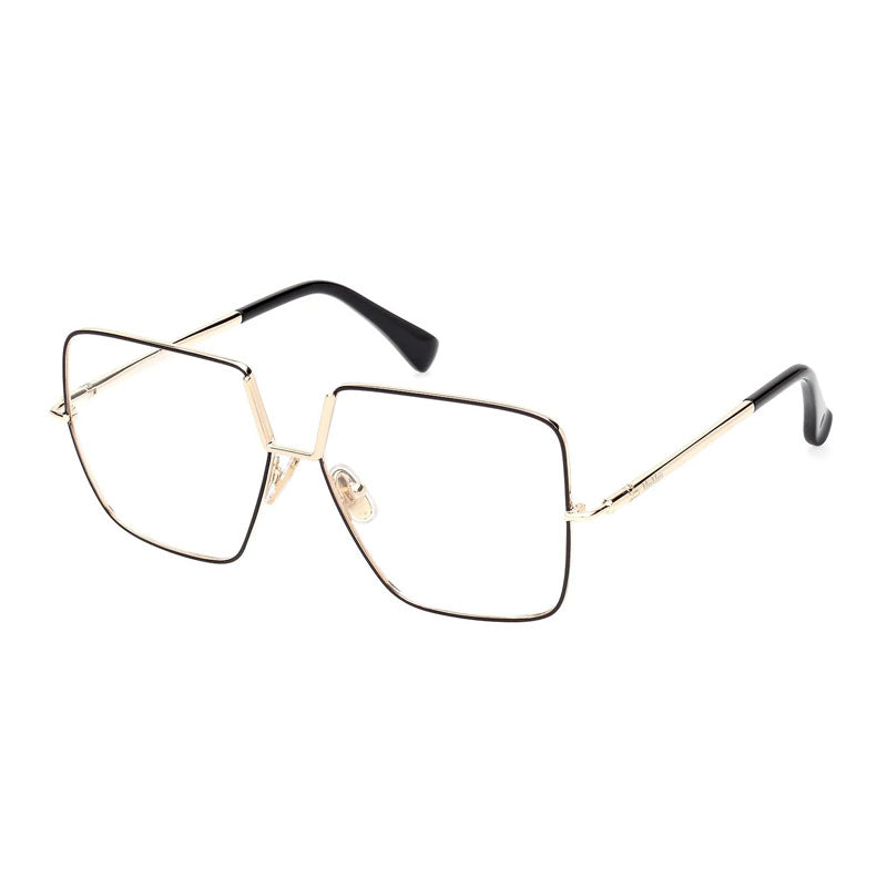 Max Mara Eyeglasses Square Full Rim, Shiny Black Frame and Clear Demo Lenses Lens MM5120001