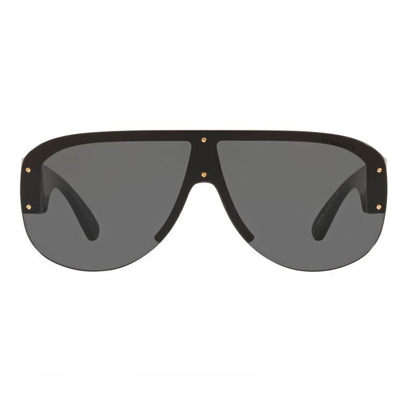Versace Sunglasses Aviator Semi Rim, Black Frame and Dark Grey Lens VE4391GB1/87