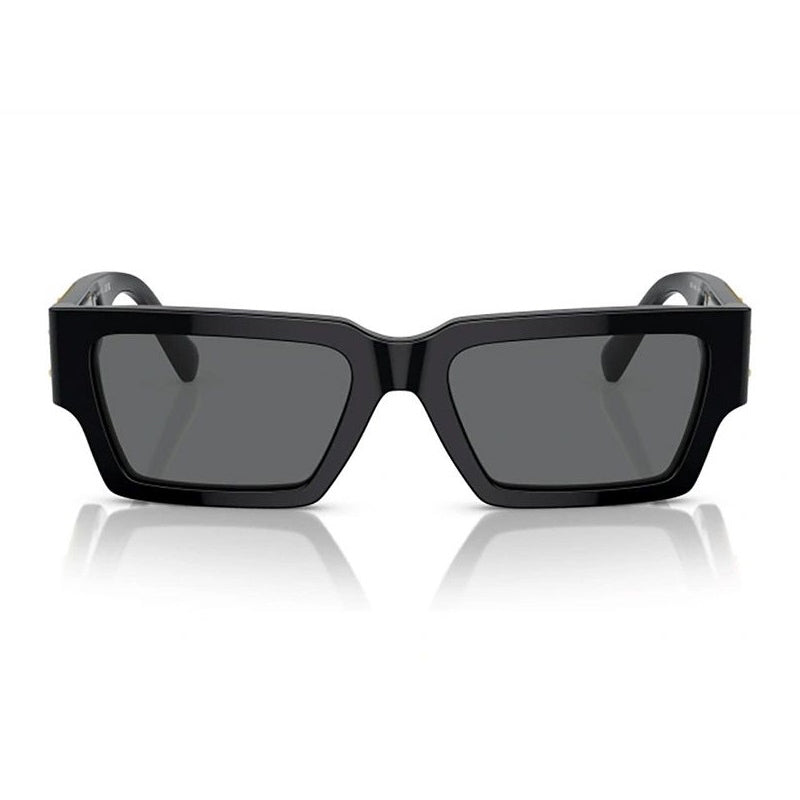 Versace Sunglasses Rectangle Full Rim, Black Frame and Dark Grey Lens VE4459GB1/87