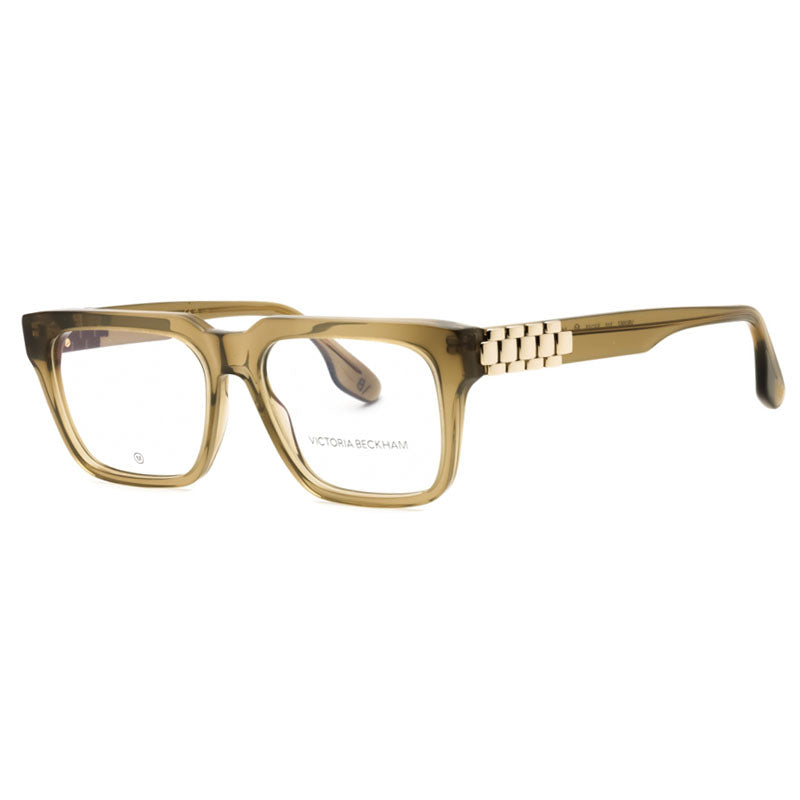 Victoria Beckham Eyeglasses Rectangle Full Rim, Olive Frame and Clear Demo Lenses Lens VB2667310