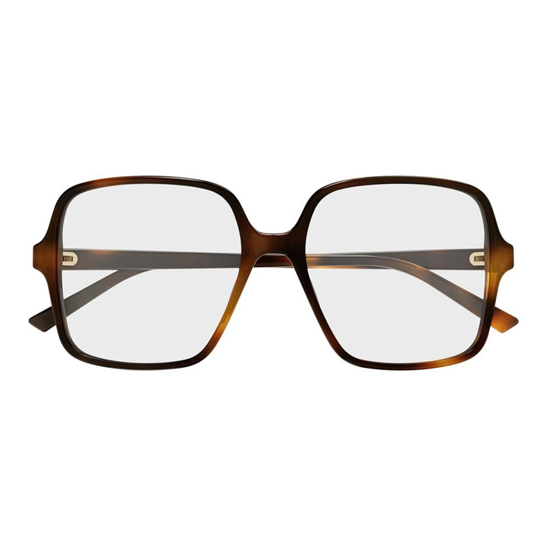 Gucci Eyeglasses Square Full Rim, Dark Havana Frame and Clear Demo Lenses Lens GG1994O002