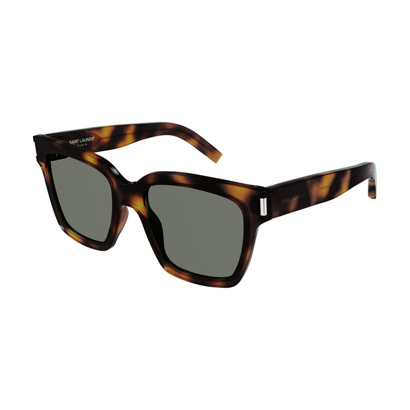 Saint Laurent Sunglasses Square Full Rim, Havana Frame and Green Lens SL507003