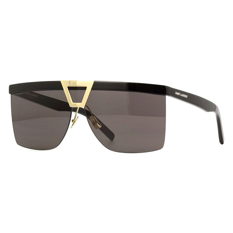 Saint Laurent Sunglasses Shield Semi Rim, Black Frame and Grey Lens SL537PALACE001