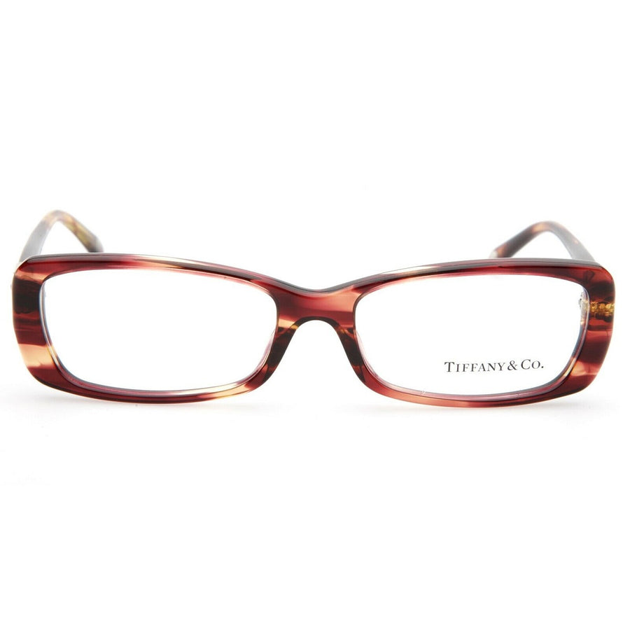 Tiffany & Co. Eyeglasses Rectangle Full Rim, Spotted Violet Frame and Clear Demo Lenses Lens TF2070-B8081