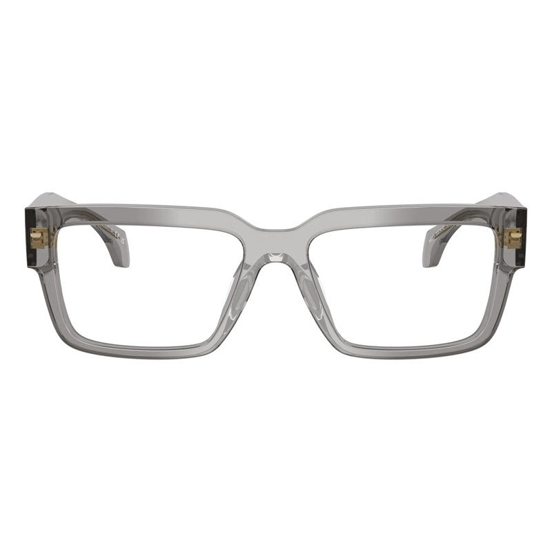 Versace Eyeglasses Square Full Rim, Transparent Grey Frame and Clear Demo Lenses Lens VE3374U5510