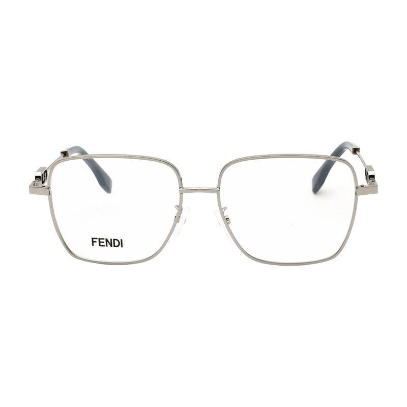 Fendi Eyeglasses Square Full Rim, Shiny Dark Ruthenium Frame and Clear Demo Lenses Lens FE50102F012