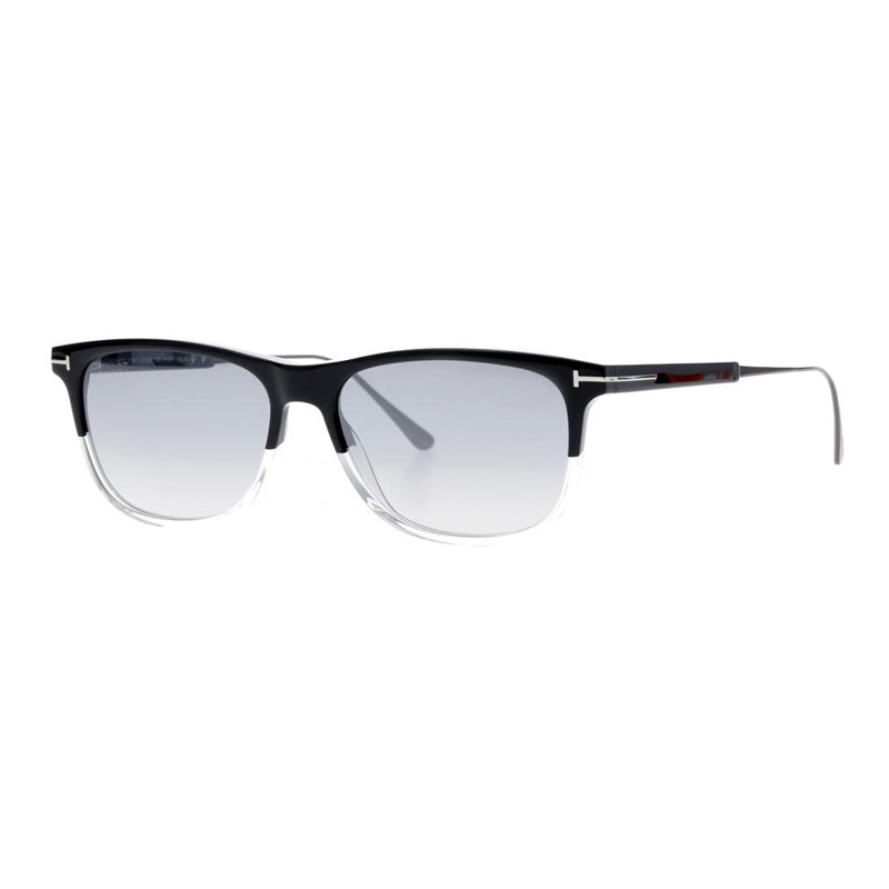 Tom Ford Sunglasses Square Full Rim, Black/Crystal Frame and Smoke Mirror Lens FT081303C