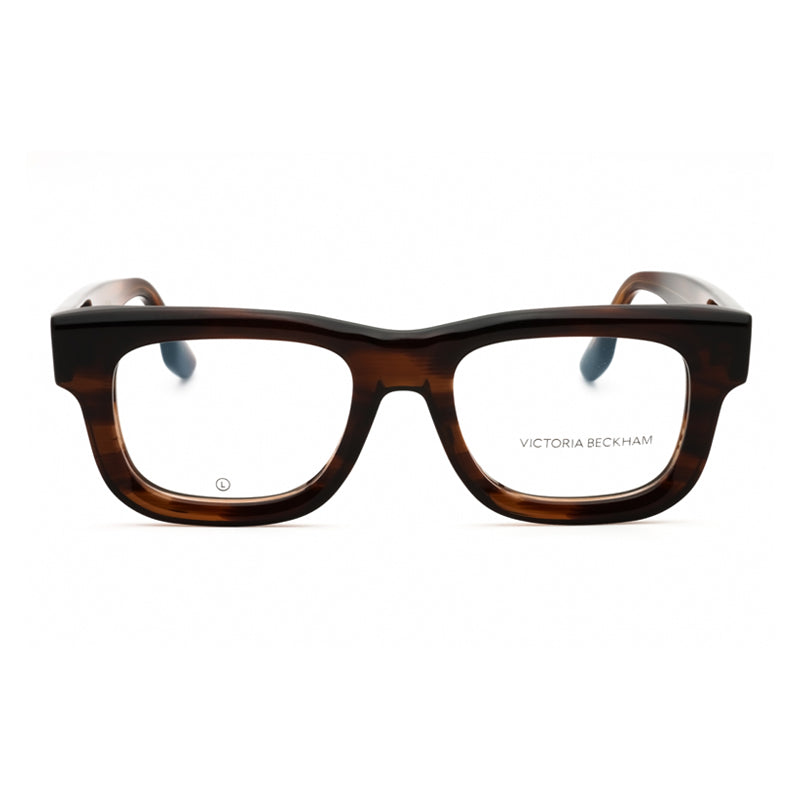 Victoria Beckham Eyeglasses Square Full Rim, Brown Horn Frame and Clear Demo Lenses Lens VB2671227