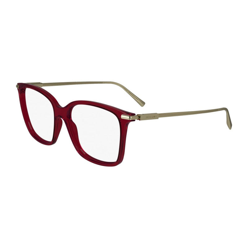 Ferragamo Salvatore Ferragamo Eyeglasses Square Full Rim, Transparent Burgundy Frame and Clear Demo Lenses Lens SF2992612