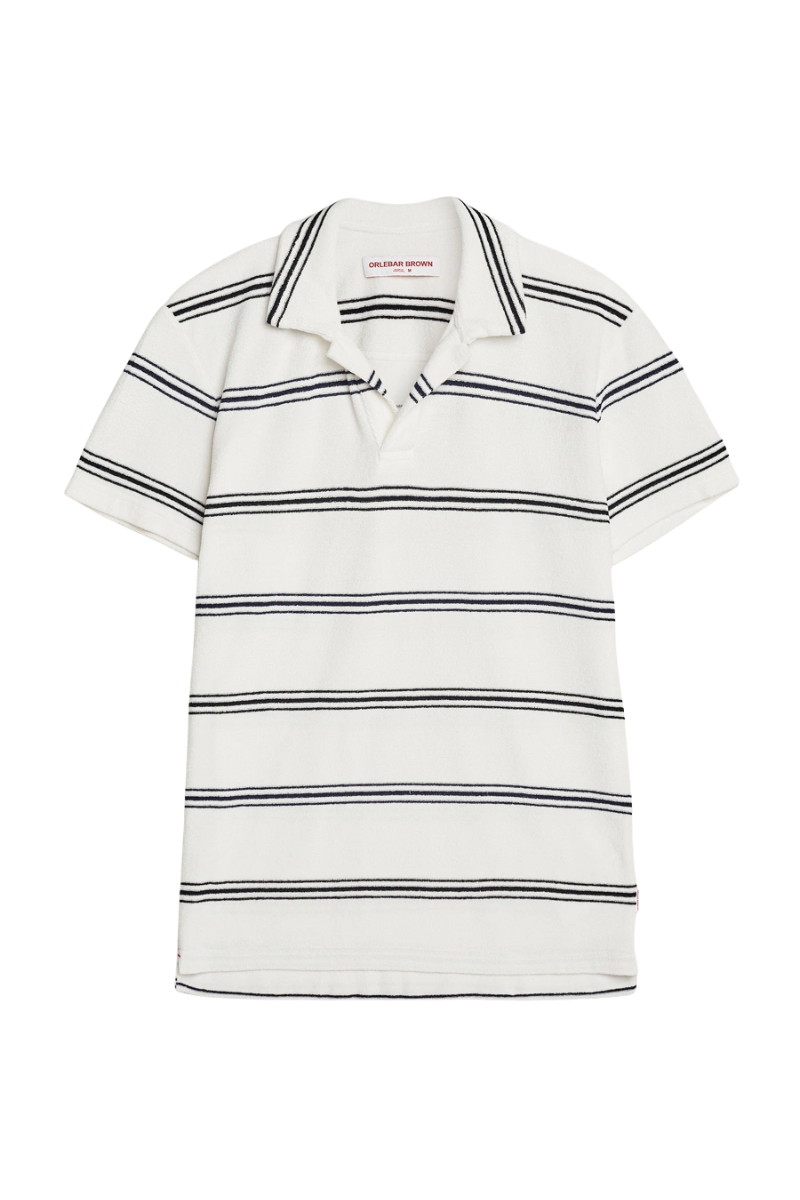 Orlebar Brown Kid's Top Digby Classic Twin Stripe-278030-White Sand/night Iris