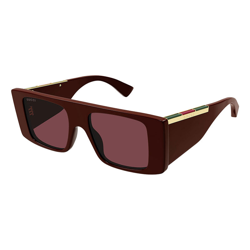 Gucci Sunglasses Square Full Rim, Burgundy Frame and Red Lens GG1888S004