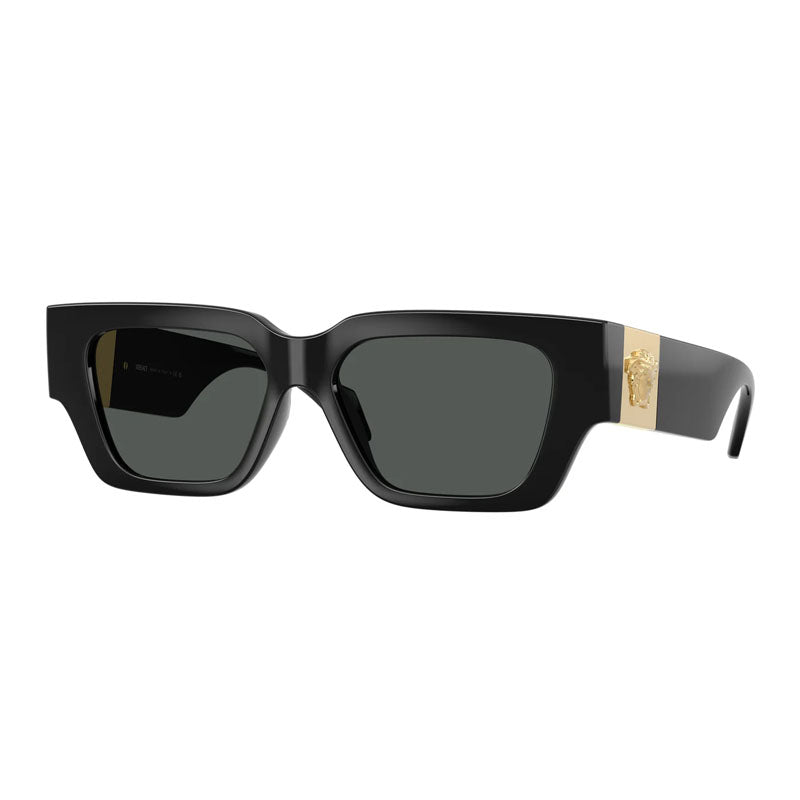 Versace Sunglasses Square Full Rim, Shiny Black Frame and Grey Lens VE4497UGB1/87