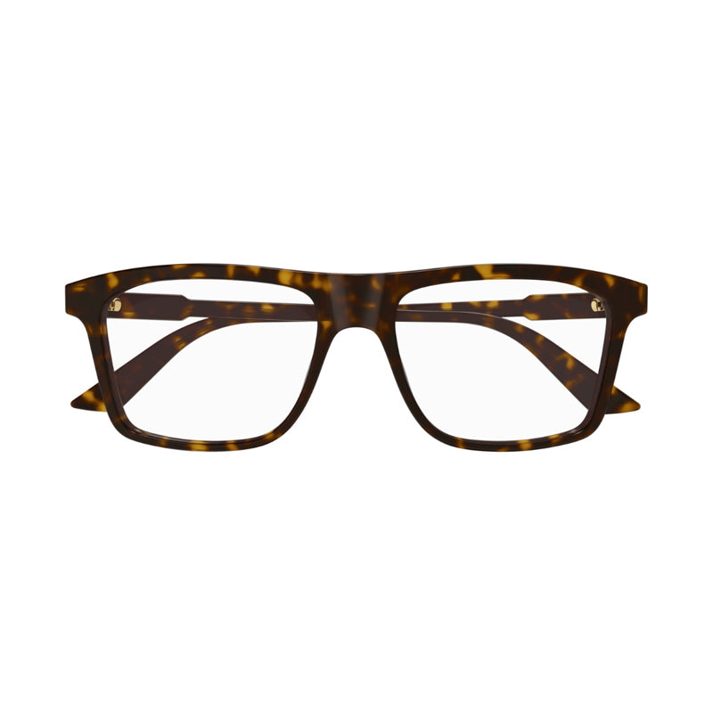 Gucci Eyeglasses Square Full Rim, Havana Frame and Clear Demo Lenses Lens GG1820O002