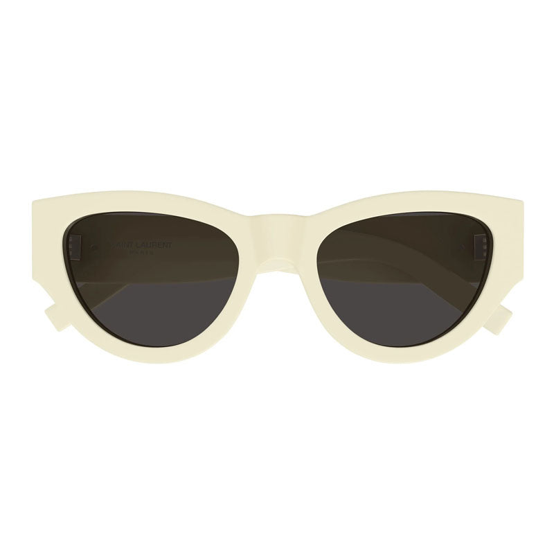 Saint Laurent Sunglasses Cat Eye Full Rim, Shiny Ivory Frame and Grey Lens SLM94012